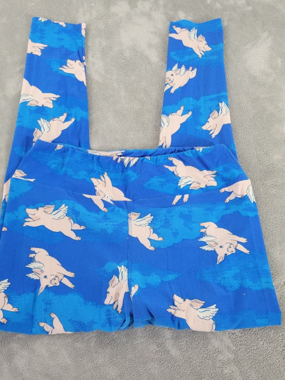 LuLaRoe TC Leggings Tall Curvy Flying Pigs When Pigs Fly Blue Pink Pants BLU11E